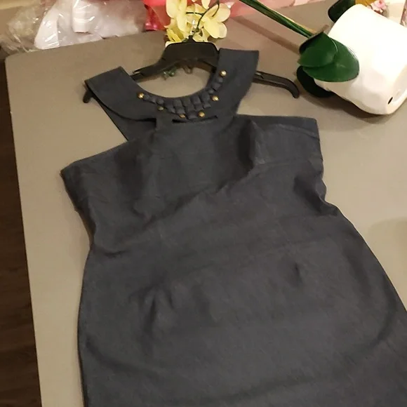 Jessica Howard Cleopatra neck cutout denim dress - Picture 3 of 12